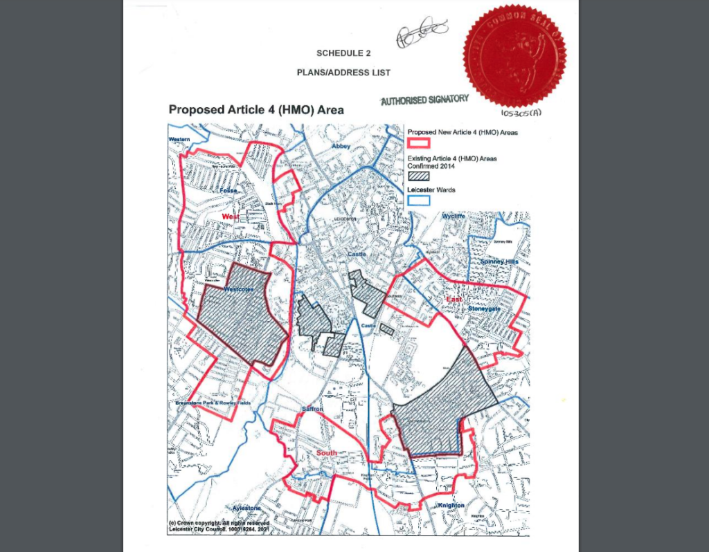 leicester article 4 map for hmos
