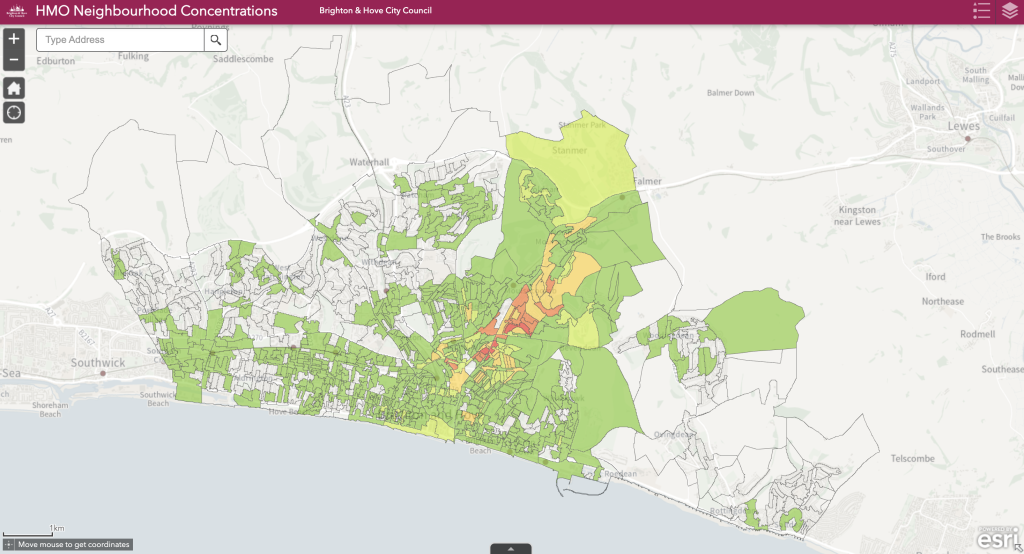 brighton interactive hmo density map