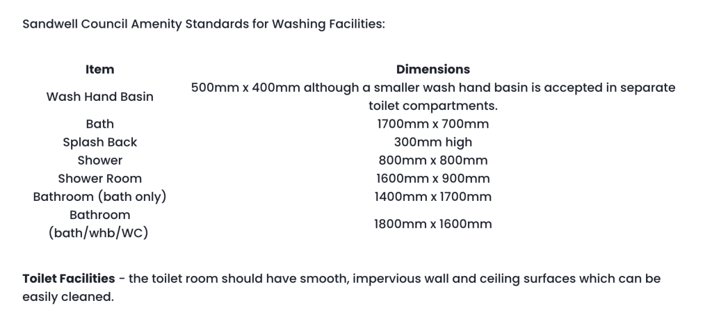 sandwell council bathroom regulations