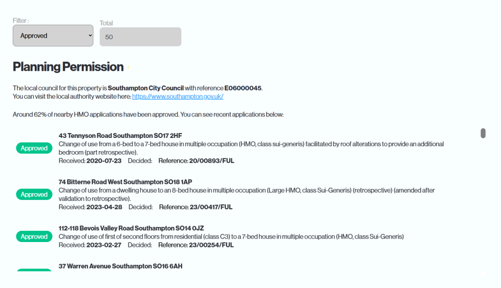 planning permission granted in southampton on hmo checker
