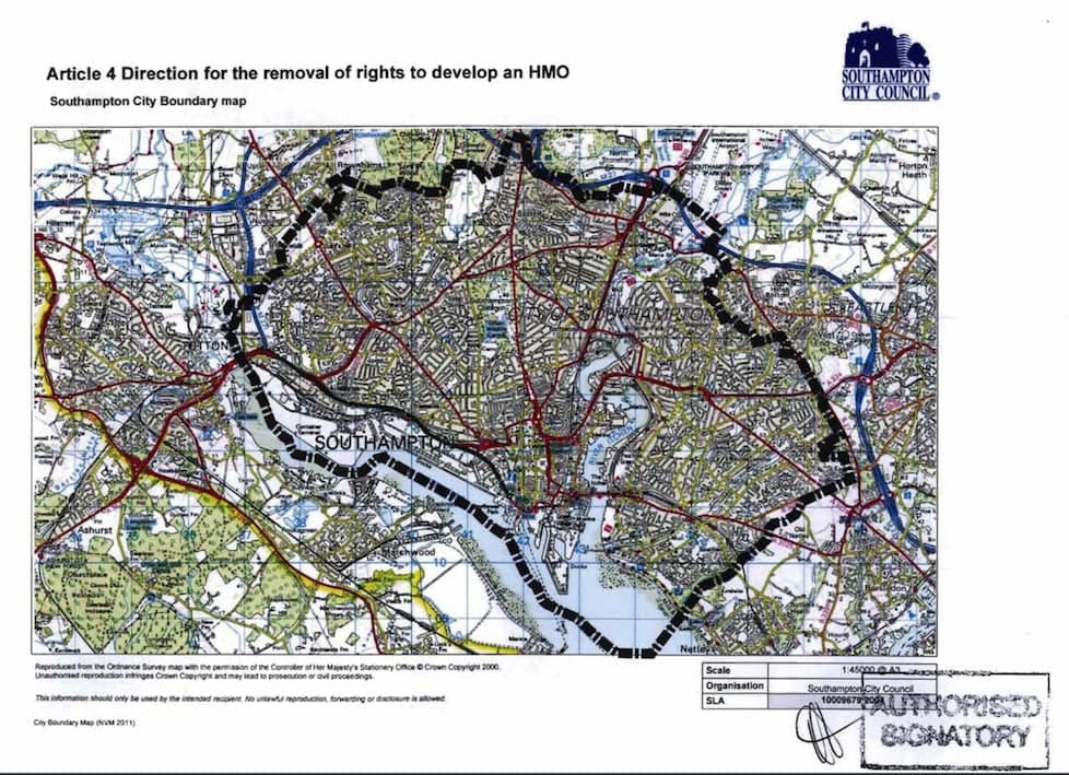 Southampton Article 4 Map