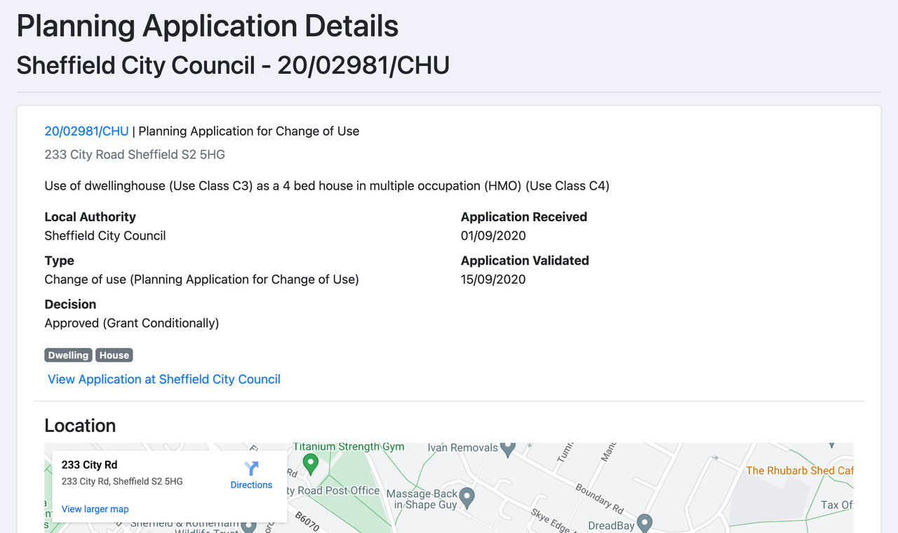 hmo planning record sheffield